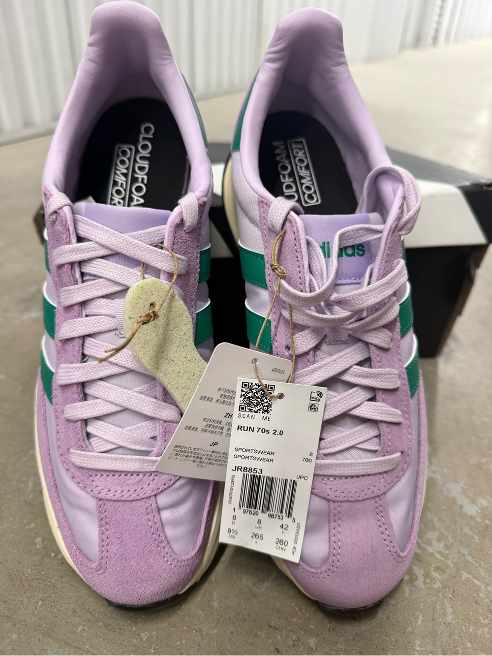 adidas Run 70s 2.0 Women’s Sneakers - White with Purple & Teal Stripes